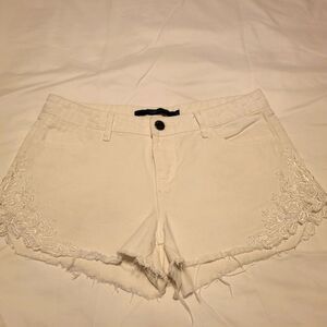 Harper White Lace Embroidered high waisted shorts